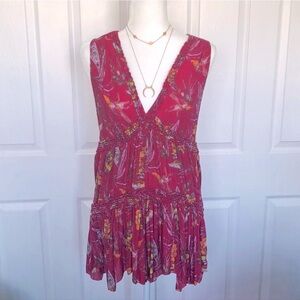 Free people Raspberry mini V-neck tunic dress